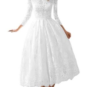 Elegant White Lace Midi Dress
